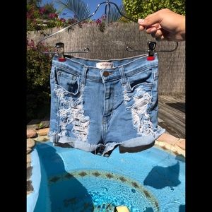 Vibrant high waisted jean shorts